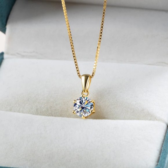 Certified 1ct. t.w. Moissanite Diamond Solitaire Gold Pendant Necklace N… - Picture 4 of 12